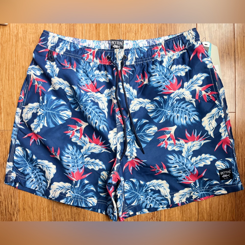 Spicy Tuna Mens Swim Trunks Size XL palm NWT. 1460